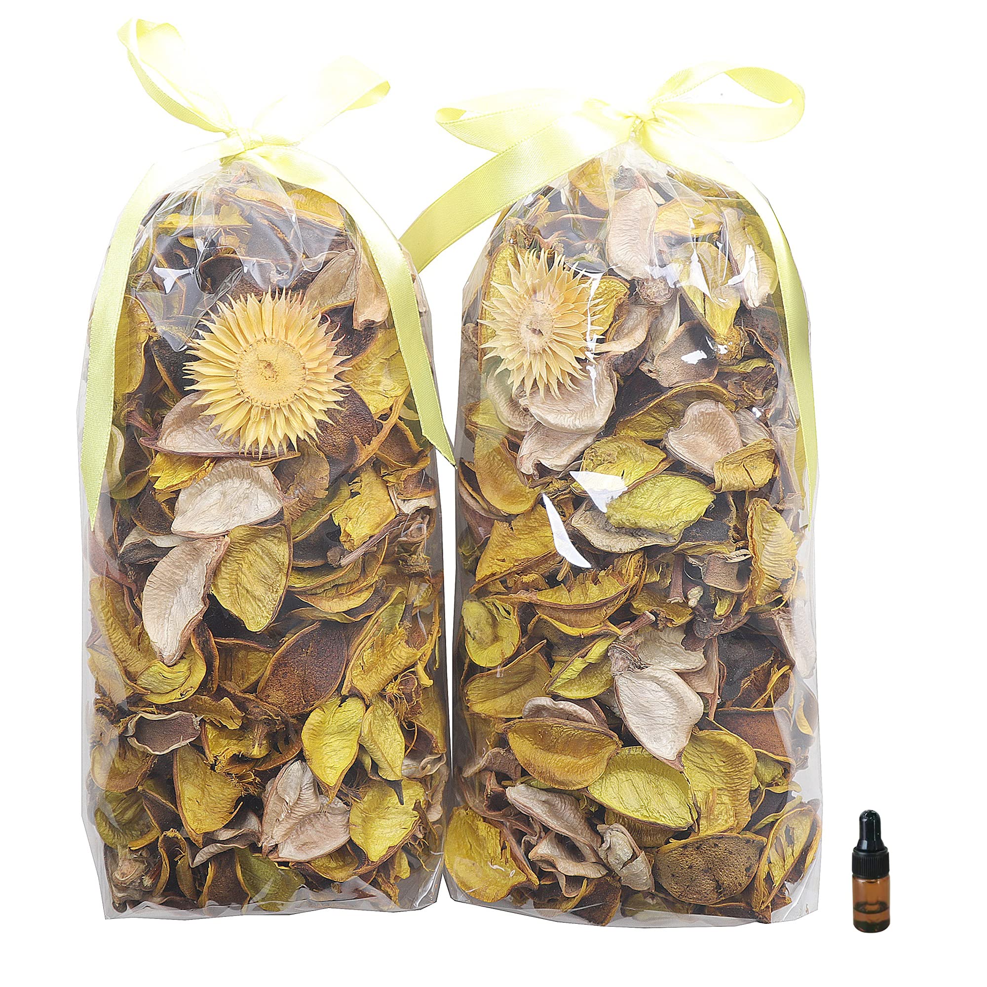 Qingbei Rina Yellow Pot pourri,Lemon Scented Pot pourri Dried Flower, Bowl Vase Filler,Home Fragrance Sachets,Table Wedding Party Decor,2 Bags/240g