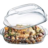 Simax Roaster Dish With High Lid Set, 8 Quart Glass Baking Dish | Borosilicate Glassware, Microwave Safe, Oven Safe, Dishwasher Safe, Large Casserole