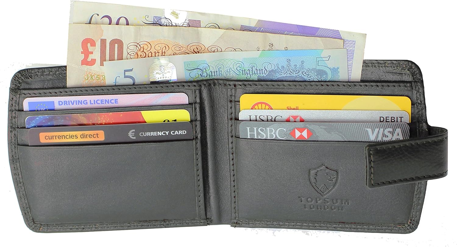 TOPSUM LONDON Men’s Genuine Leather Wallet, RFID Blocking Small Bifold Wallet with External Coin Pocket, 6 Card Slots - Image 4