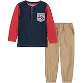 Kids Headquarters boys 2-piece Long Sleeve Tee & Pant Set, Everyday Casual Wear, Comfortable Fit