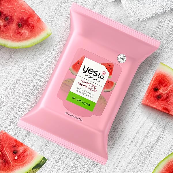 YES TO FACE WIPES FOR WOMEN AND MEN, REFRESHING FACIAL CLEANSING WIPES FOR USE AS A MAKE UP REMOVER, CLEANING, SOOTHING, WATERMELON (PACK OF 1)