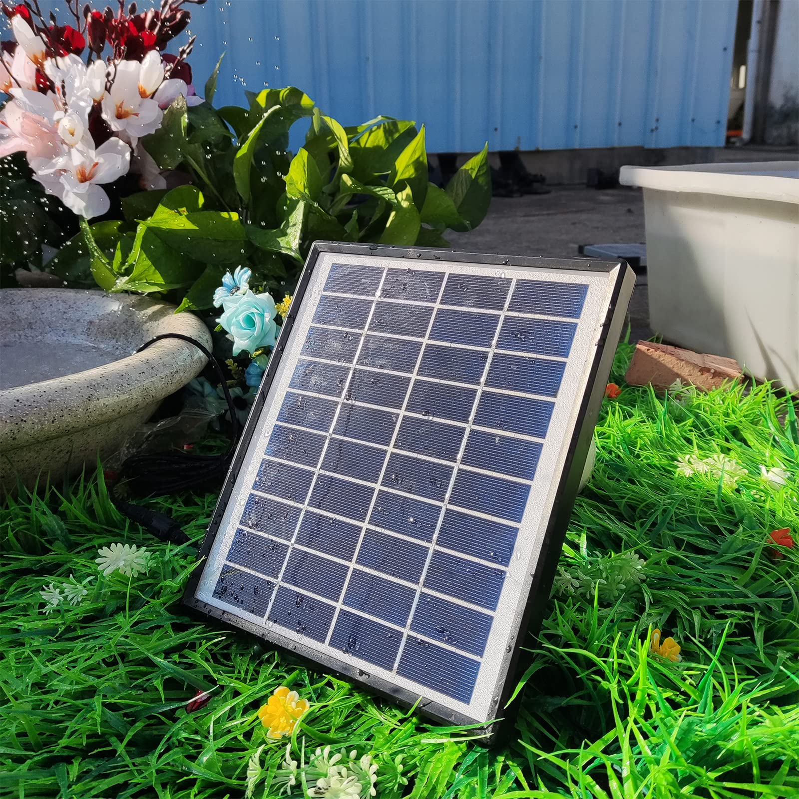 Andoer 6.5W Solar Fountain Pump with 6 Nozzles DIY Birdbath Submersible Water Pump Outdoor Fountain Pump for Fish Tank Garden Pool Aquarium