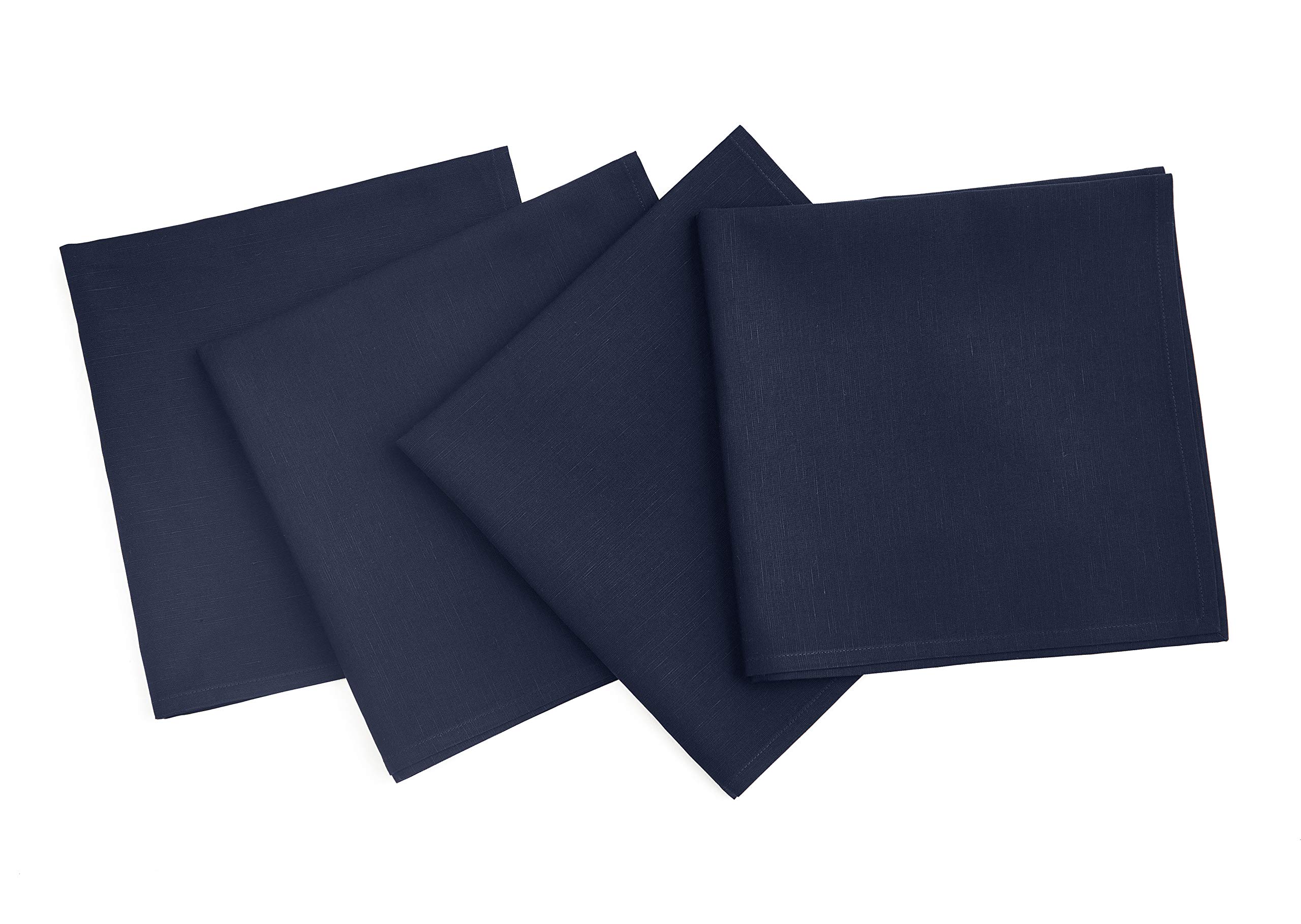 Solino Home Navy Cloth Napkins Set of 4 - Dru Cotton Linen Dinner Napkins 20 x 20 Inch for Summer - Handcrafted and Machine Washable