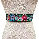 FANFAN Mexican Embroidered Belt for Women Traditional Adjustable Belt Boho Tassel Belt for Wedding Party Dress E4