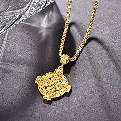 ADMETUS Gold Celtic Cross Necklace Sterling Silver