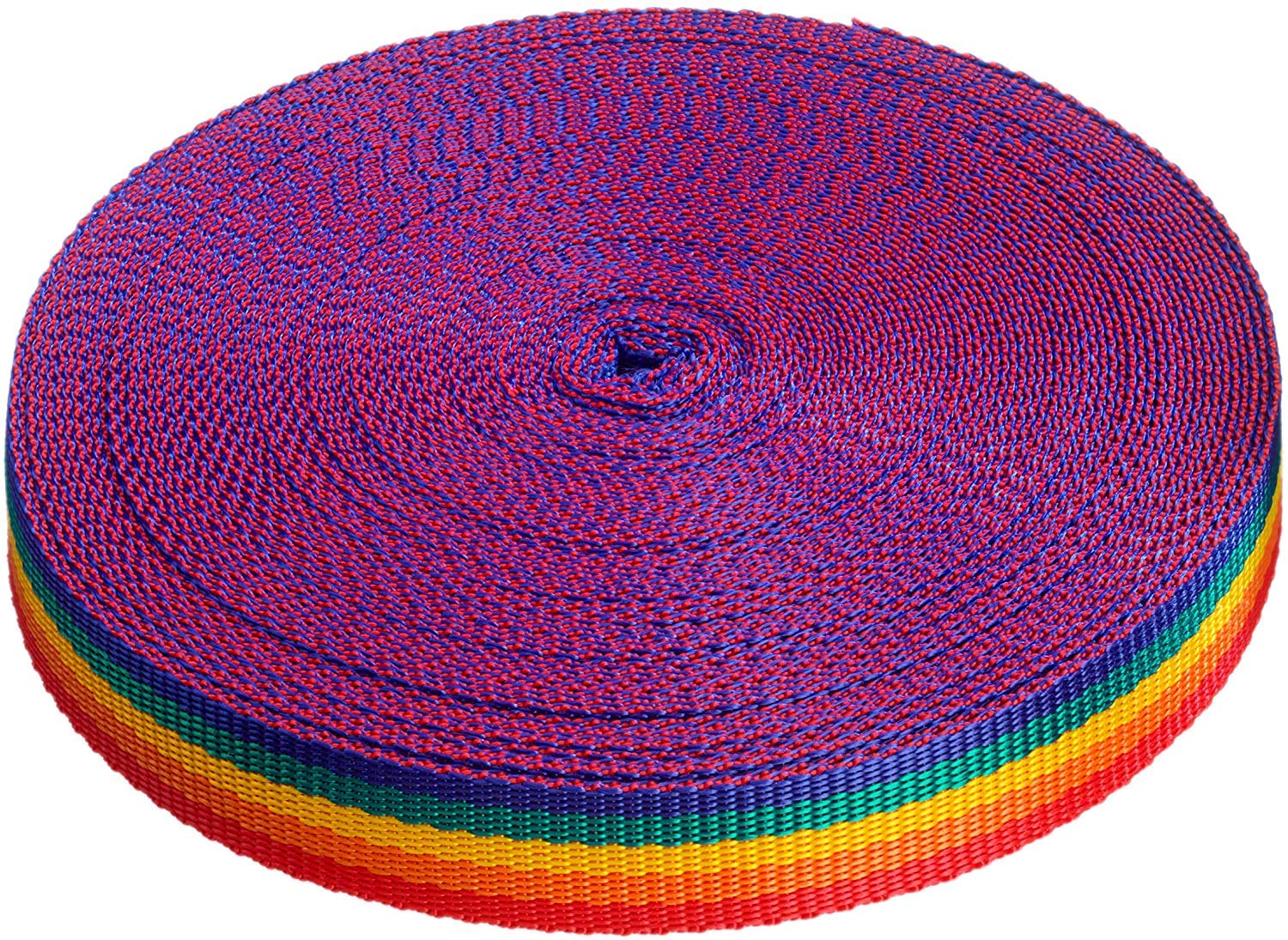 Direct Manufacturing 25mm x 50m Webbing Roll Polypropylene for DIY, Straps, Harnesses, Lashing and more | 970lb / 440kg breaking strain | Made in UK (Rainbow)