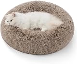 Bedsure Plush Round Cat Bed 50x50x13cm Camel Indoor Pets Calming