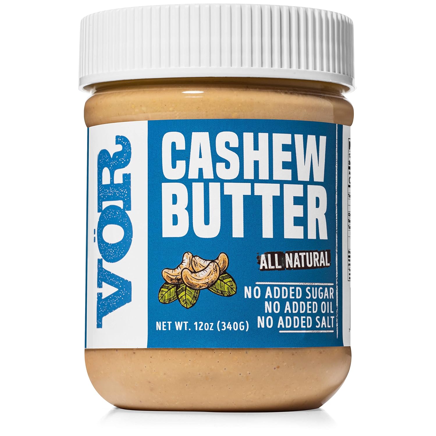 Vör All Natural Cashew Butter (12oz) | Only One Ingredient | No Sugar, No Salt | Vegan, Paleo, Keto, Whole 30 (12oz Jar)