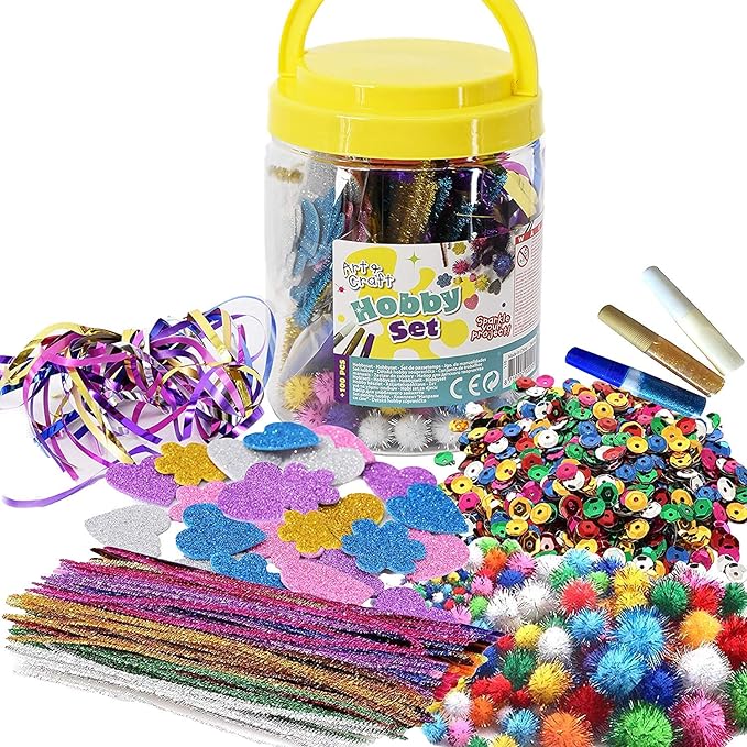The Magic Toy Shop Kids Mega Craft Jar Set DIY Art Project Supplies Pom