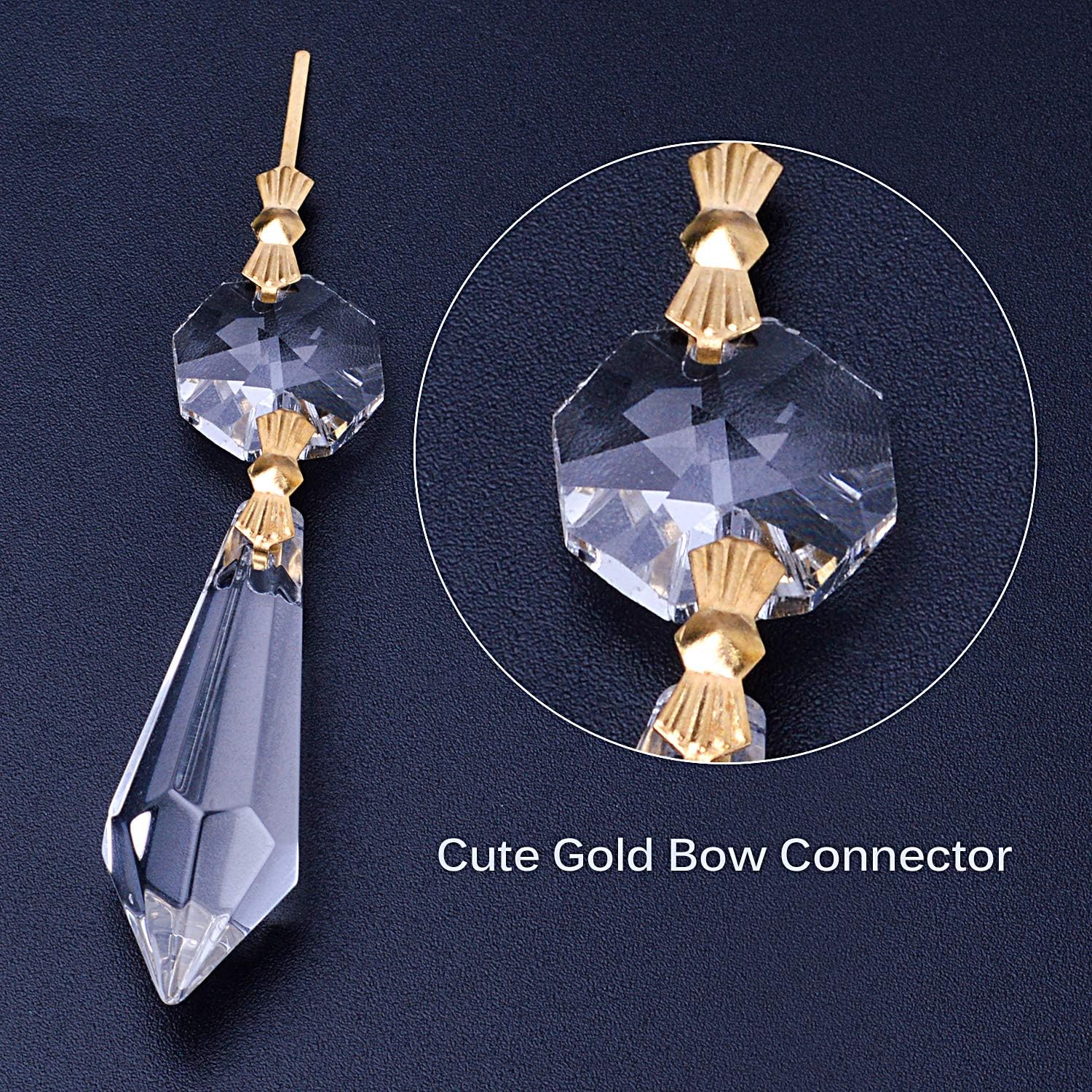 BronaGrand 20pcs 38mm Replacement Clear Chandelier Icicle Crystal Prisms Octogan Crystal Bead for Lamp Decoration: Home Improvement