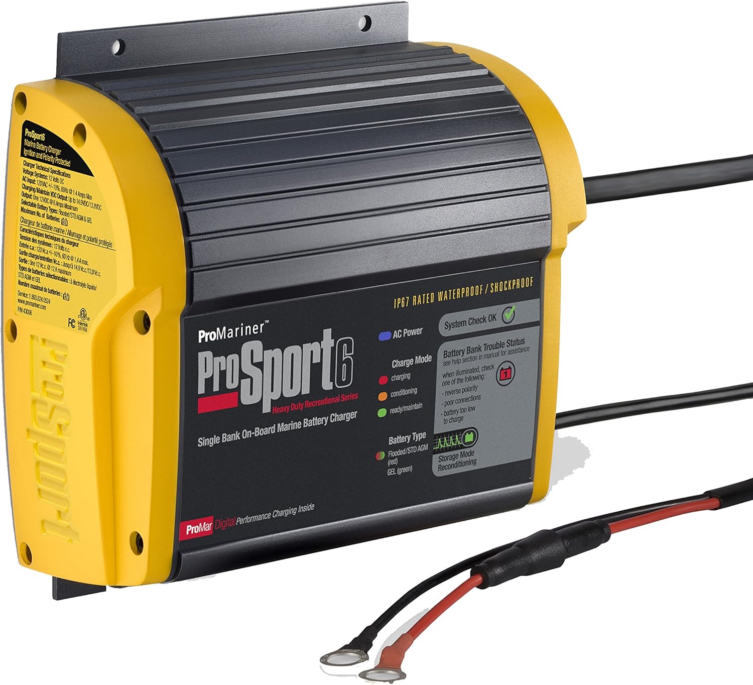 ProMariner Prosport 6 Battery Charger, 6 Amp, 12V, Beige (SS-SMS-430068): Electronics
