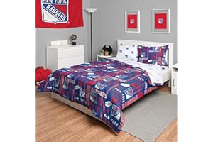 FOCO New York Rangers NHL Team Color Bed in a Bag Comforter Bedding 5 Piece Set - Full