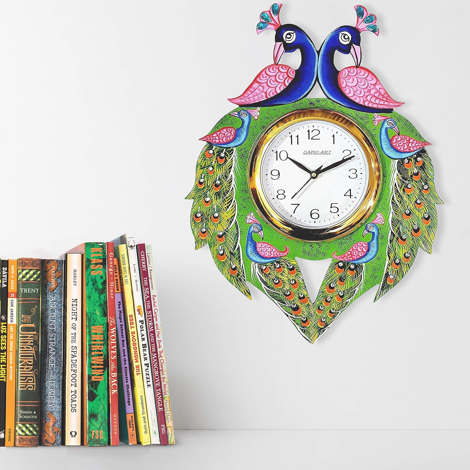 Buy CAPIO ART Wooden Handmade Peacock Wall Clock for Home Wall Decor