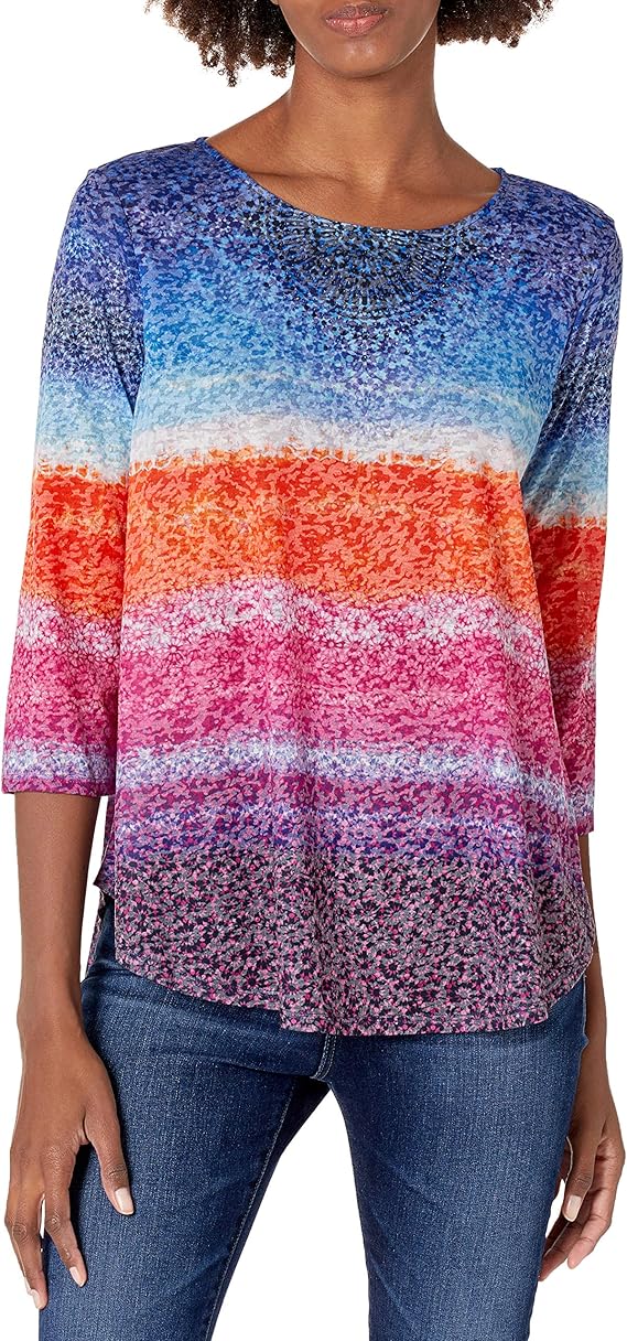 RUBY RD. Women's Sunset Medallion Printed Top Blouse Amazon.co.uk