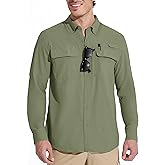 MAGCOMSEN Men's Sun Protection Fishing Shirts Long Sleeve UPF 50+ Quick Dry Cooling Button Down Shirt for Hiking Safari