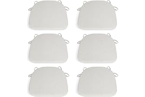 Tromlycs Chair Pads for Dining Chairs Cushions Kitchen 6 Pack Room Seat Indoor U Shaped Non Slip with Ties Set 16x17 Inch Farmhouse Light Linen