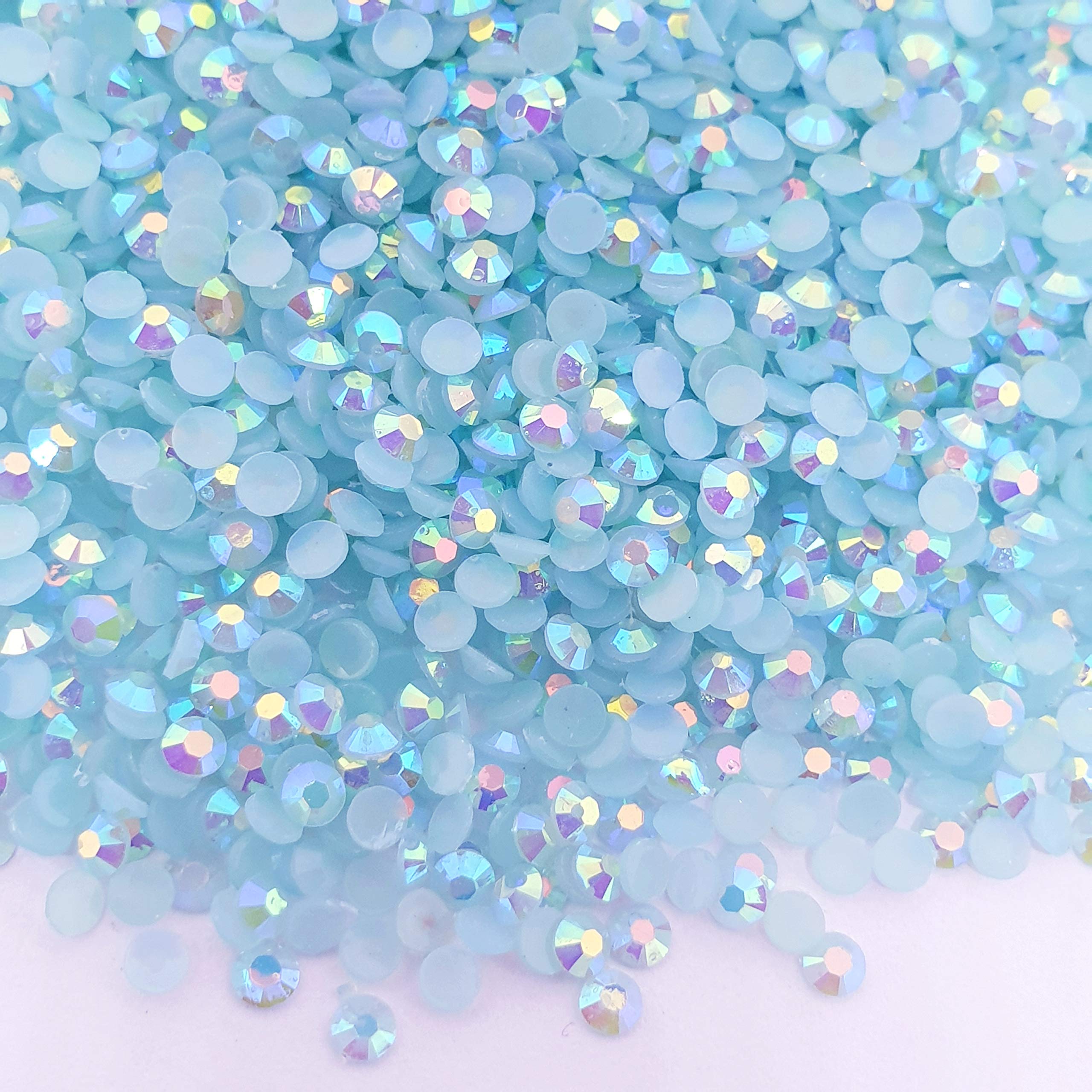 MajorCrafts 2000pcs 5mm ss20 Jelly AB Flat Back Round 14 Facets Resin Rhinestones Arts and Crafts Embellishment Gems (Baby Blue AB C68) — image 1