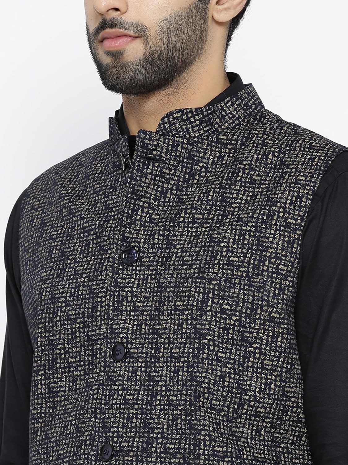 shaftesbury london men's cotton nehru jacket