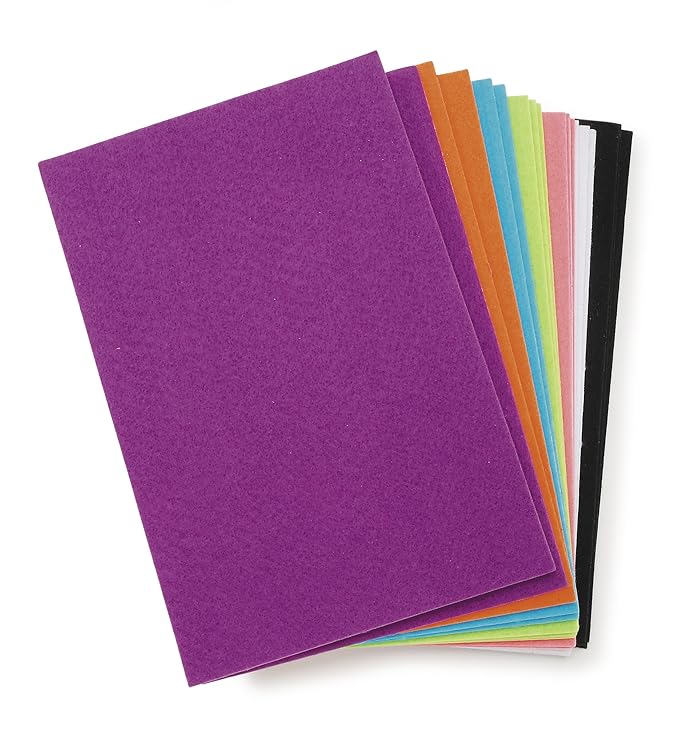 Darice FLT0498 Felties Sticky Stiff Felt Sheets, 1mm, Bright Colors