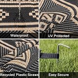SHACOS Outdoor Rug 270x360 cm Waterproof Reversible Patio Rug Black view 3