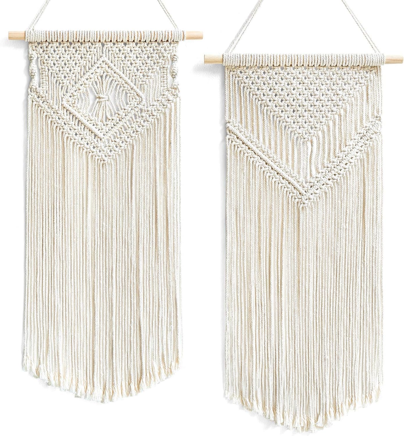 Dahey 2 Pcs Macrame Wall Hanging Small Woven Tapestry Wall Art Decor - Beautiful for Boho Home Decor, Apartment, Nursery, Party Decorations, 26" L×13" W