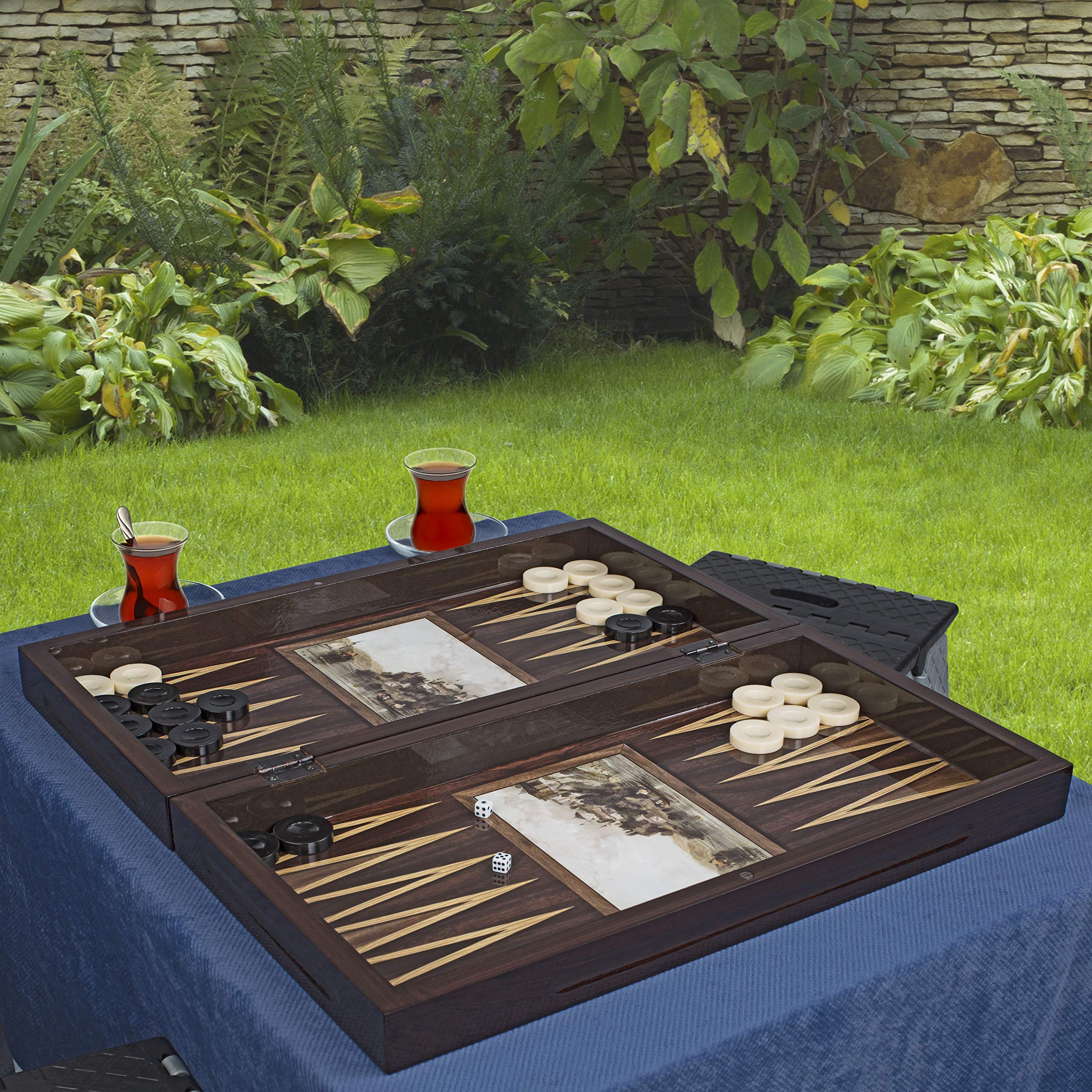 Buy LaModaHome Star 27'' Turkish Backgammon Set, Nostalgic Maiden's