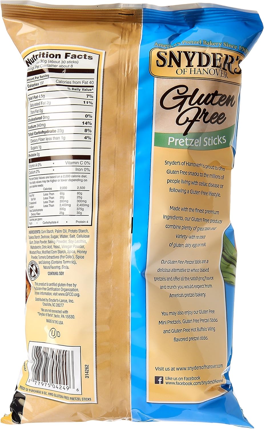 Amazon Com Snyder S Of Hanover Pretzels Gluten Free Rods 8 Ounce Grocery Gourmet Food