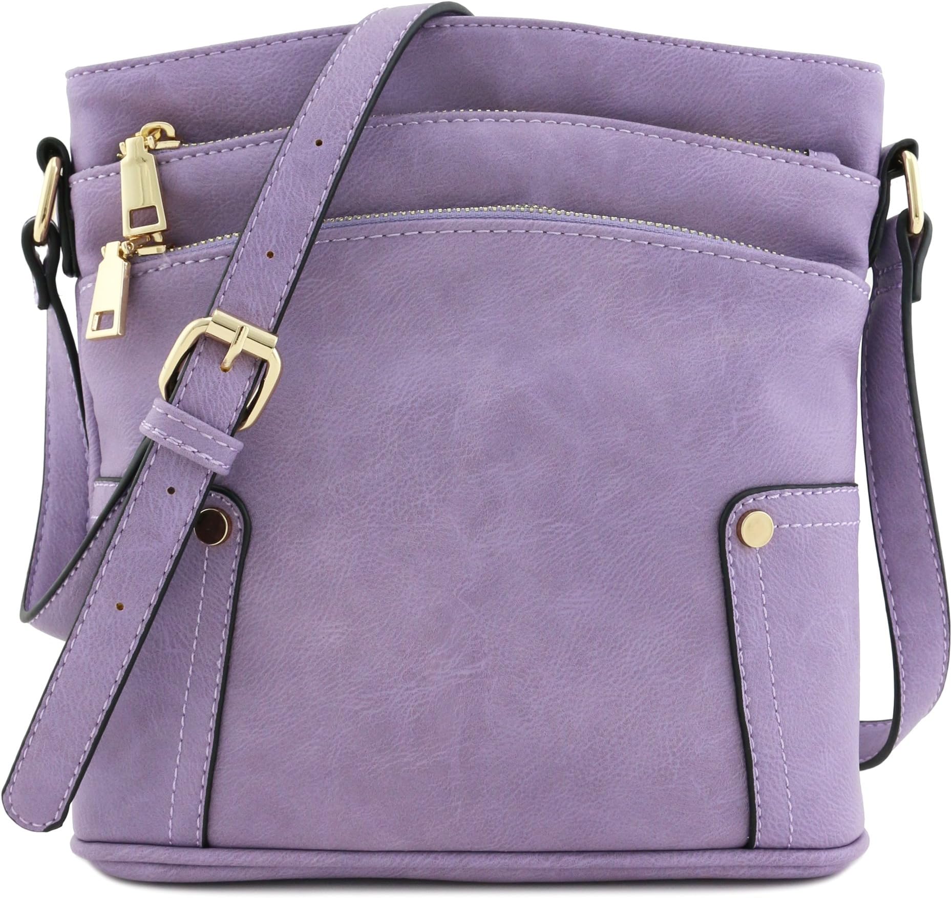 Triple Zip Pocket Medium Crossbody Bag