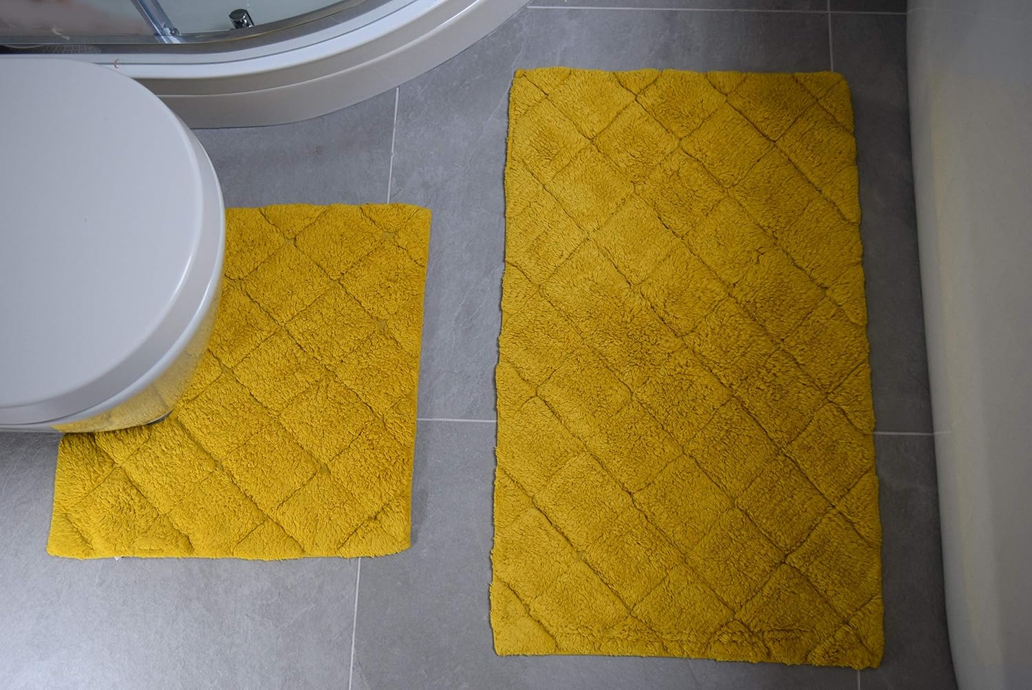Rapport Kyra Bath And Pedestal Mat Set Cotton Ochre Bathmat 76 X 46cm 46 X 45 Cm Amazon Co Uk Kitchen Home