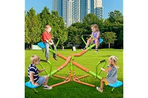 HEVAOTRY 360° Rotating Kids Seesaw - 4 Seat Teeter Totter for Toddlers Age 2-5, Heavy Duty Outdoor Playground Equipment