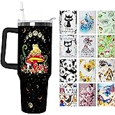 aiwkjdns 40 oz Stainless Steel Tumbler with Handle Straw & Lid - Frog Lover Cute Tumbler Cup Travel Coffee Mug - Gifts for Women & Girls