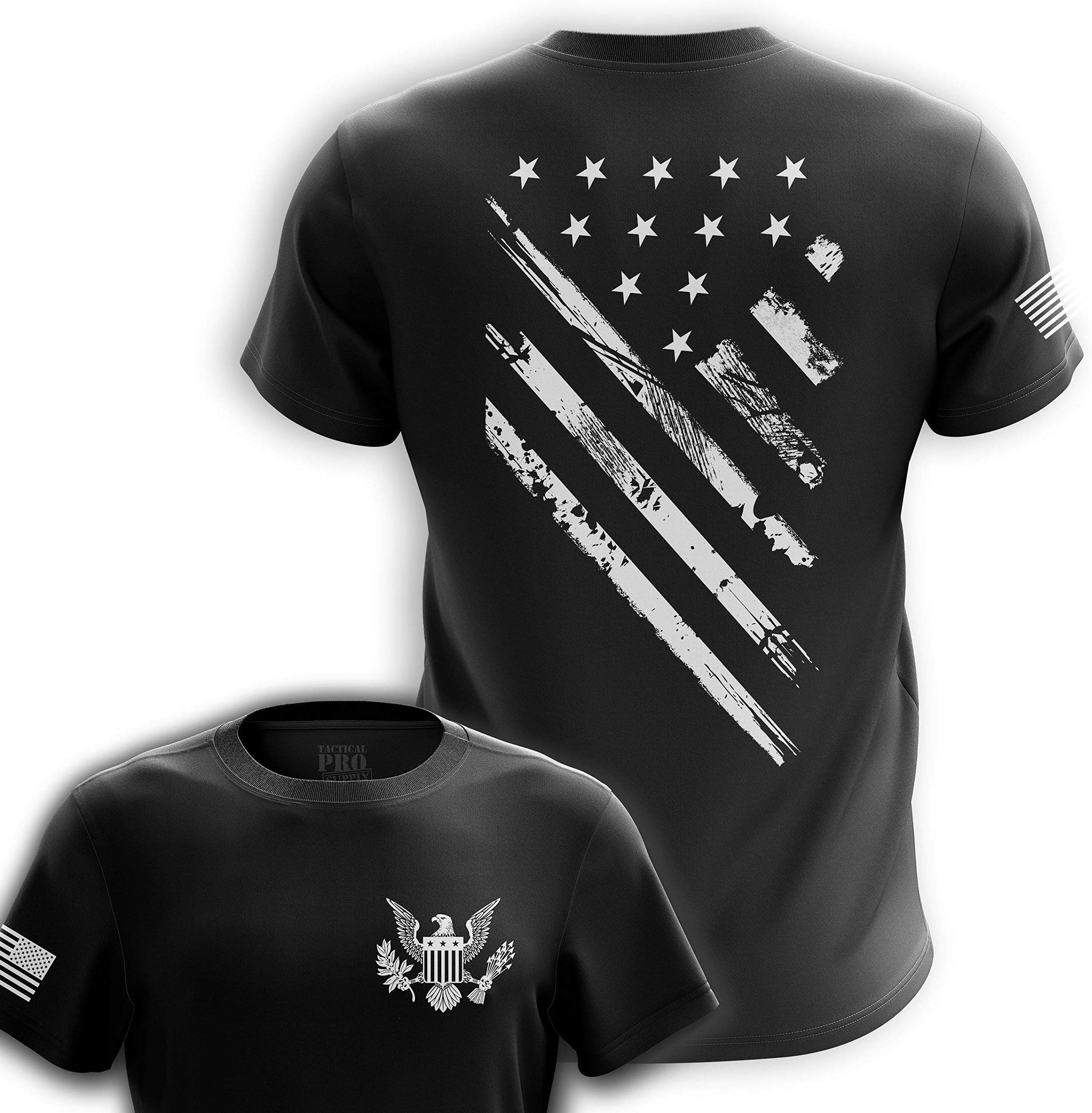Tactical Pro SupplyAmerican Flag Patriotic Men’s T-Shirt, Lightweight Classic Fit Short Sleeve Shirt