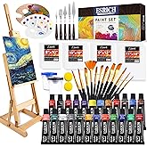ESRICH Professional Acrylic Paint Set, 60PCS with Painting Brushes,Acrylic Paints,Easel,4 Sizes Blank Canvases,Palette, Paint Knives,Brush Cup and Art Sponges for Adults Hobbyists and Beginners