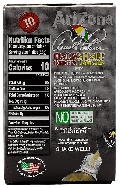 ARIZONA ARNOLD PALMER HALF LEMONADE HALF ICED TEA STIX, 10 COUNT PER BOX (PACK OF 6), LOW CALORIE SINGLE SERVING DRINK POWDER PACKETS, JUST ADD WATER FOR A DELICIOUSLY REFRESHING ICED TEA BEVERAGE