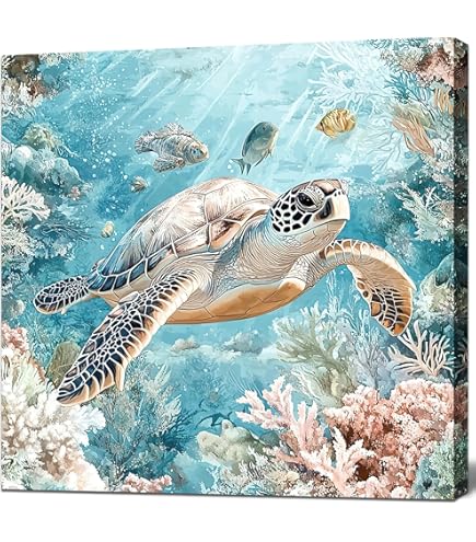 Amazon.com: Sense Canvas Turtle Atmospheric Sunset 8 Canvas Art