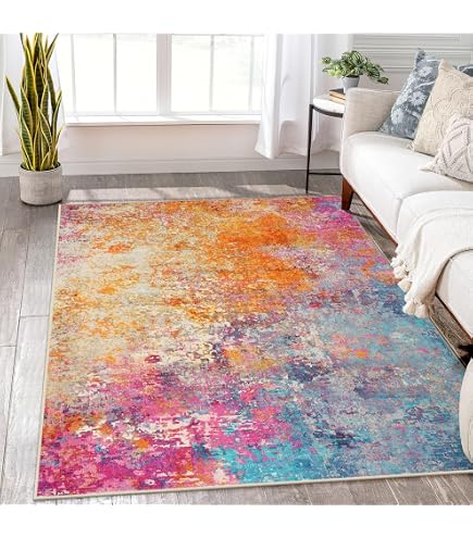 Empire Art Direct Graffiti Tangle I Washable Abstract Art Area Rug