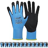 Work Gloves MicroFoam Nitrile Coated-12Pairs,Seamless Knit Nylon Gloves,Blue Work gloves