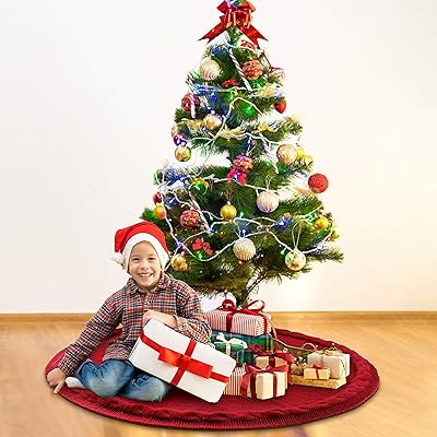Buy Aitsite Christmas Tree Skirt 48 Inch Rustic Knitted Xmas Tree Skirt For Christmas Decorations Indoor Outdoor Red Online In Kazakhstan B07xkgqgyc