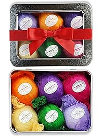 Bath Bomb Gift Set USA - 6 Vegan Essential Oil Natural Lush Fizzies Spa Kit. Organic Shea/Cocoa Soothe Dry Skin. Luxury Gift for Valentine, Women, Mom, Teen Girl, Birthdays. Add to Tub Tea or Baskets