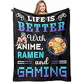 Loxezom Anime Merch Blanket 40" X 50", Anime/Gamer/Gaming/Ramen Gifts for Men Girls Boys, Gaming/Ramen Throw, Christmas Birthday Gifts for Game Lovers