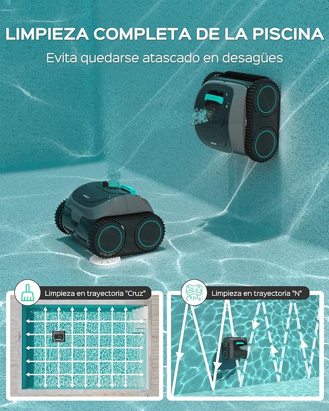 C1 Robot Pool 160min Bateria, 160m² Paredes do chão Linha de água