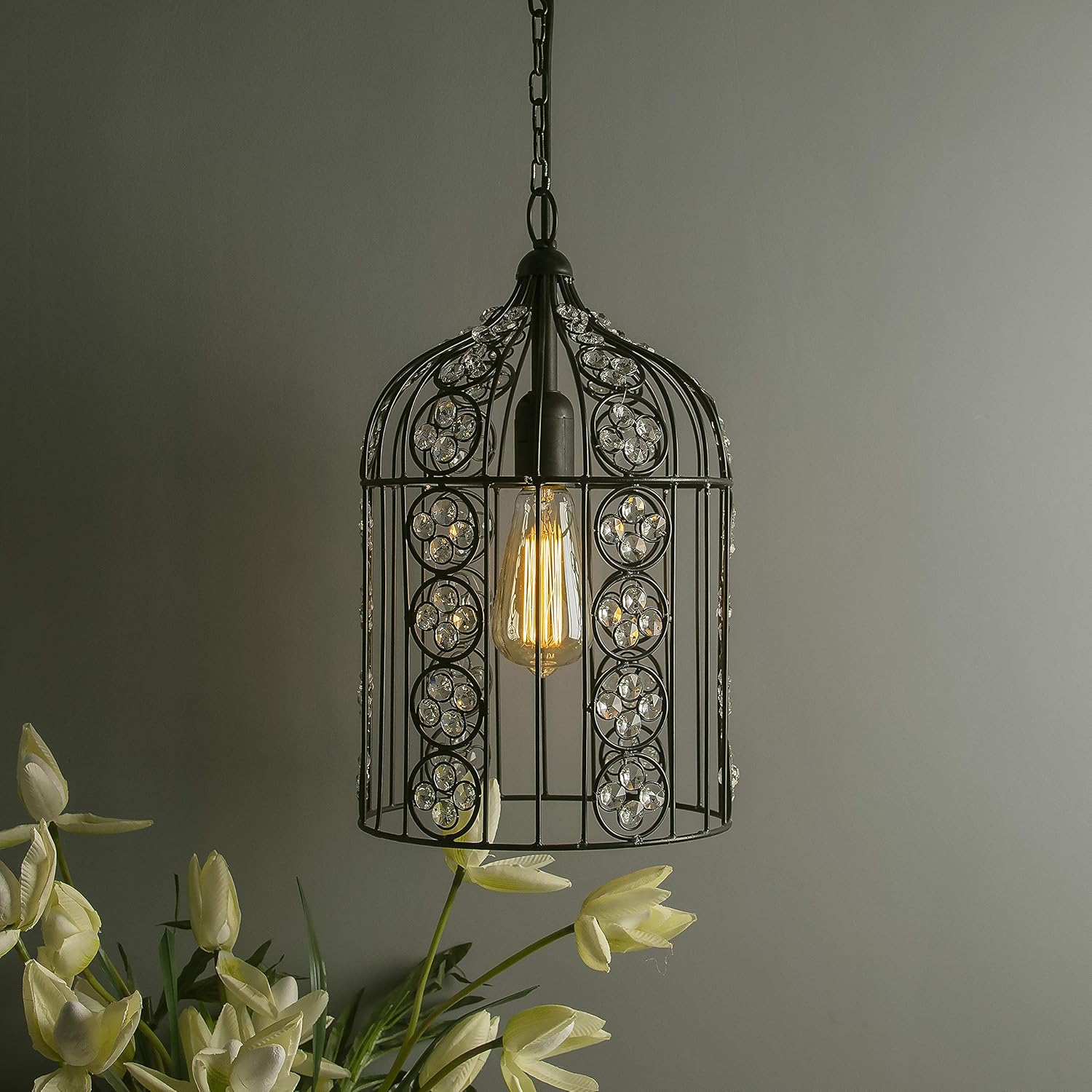 Buy Homesake Crystal Bird Cage Chandelier Lighting Black Bronze
