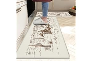 Western Kitchen Mat Rugs Set of 2 Aztec Anti Fatigue Non-Slip Kitchen mats for Floor Western Country Cactus Theme PVC Comfort