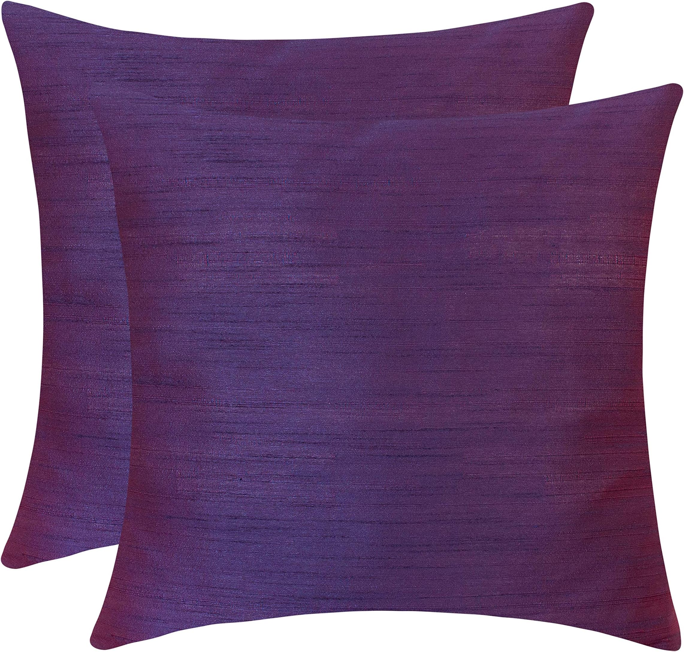 The White Petals Purple Pillow Cover (Set of 2 Covers, Faux Raw Silk, Purple, 14x14 inches)