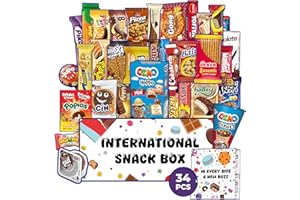 SNACKRUSH International Snack Box | 34 Snacks From Around The World | Foreign Snacks Offering Unique Experience for Adults and Kids | Unique Snack Food Gifts Included