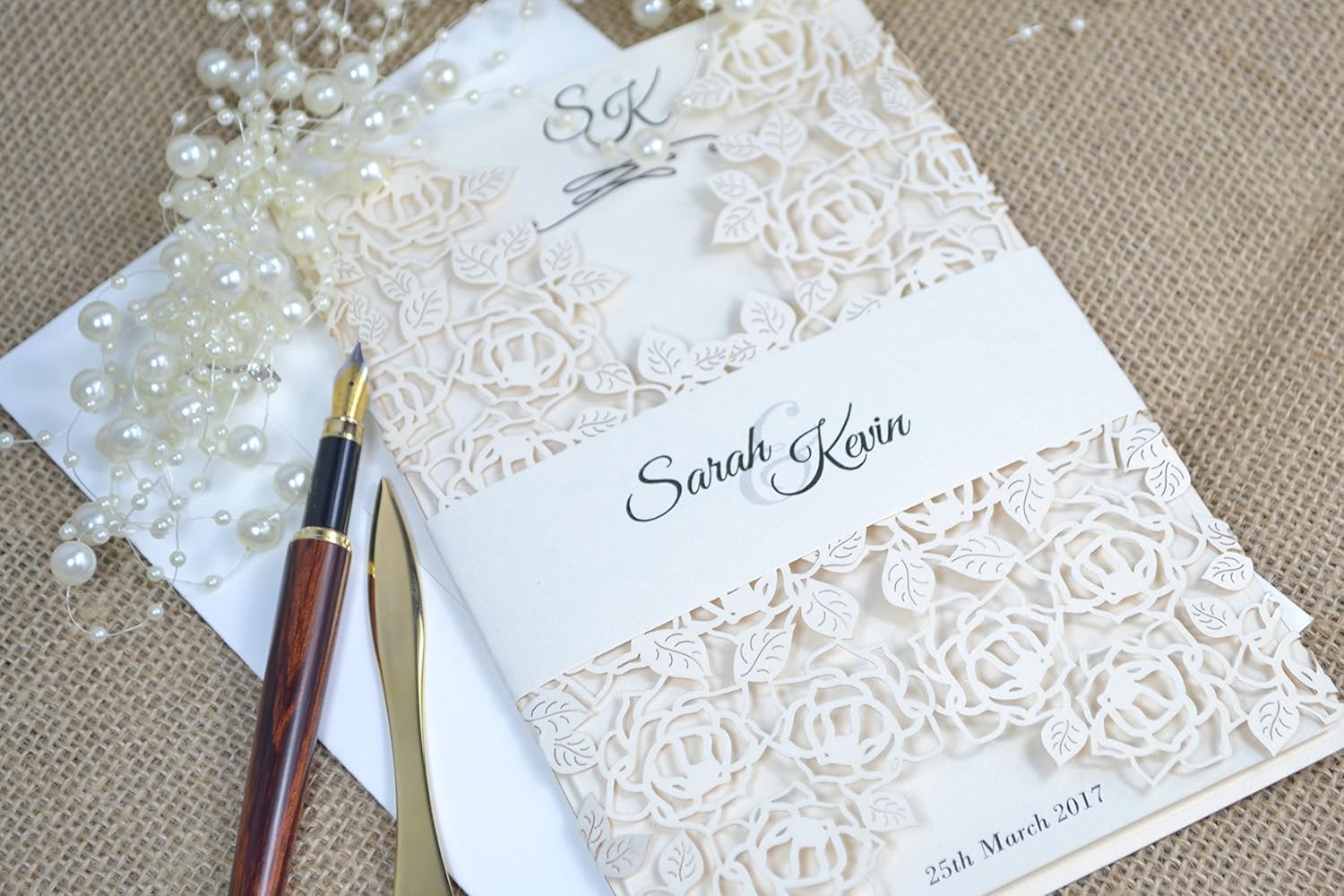 50 Personalised Laser cut Wedding Invitations with