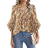 Timeson Women's 3/4 Sleeve Dressy Casual Top
