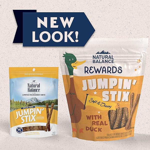 NATURAL BALANCE LIMITED INGREDIENT REWARDS JUMPIN’ STIX, GRAIN-FREE DOG TREATS FOR ADULT DOGS OF ALL BREEDS, DUCK RECIPE, 10 OUNCE (PACK OF 1)