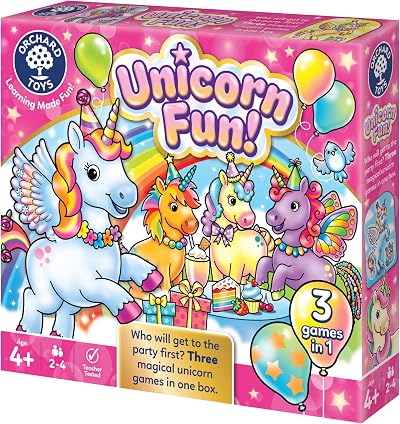 Orchard Toys Unicorn Fun 3 in 1 Educational Board Game ages 4+