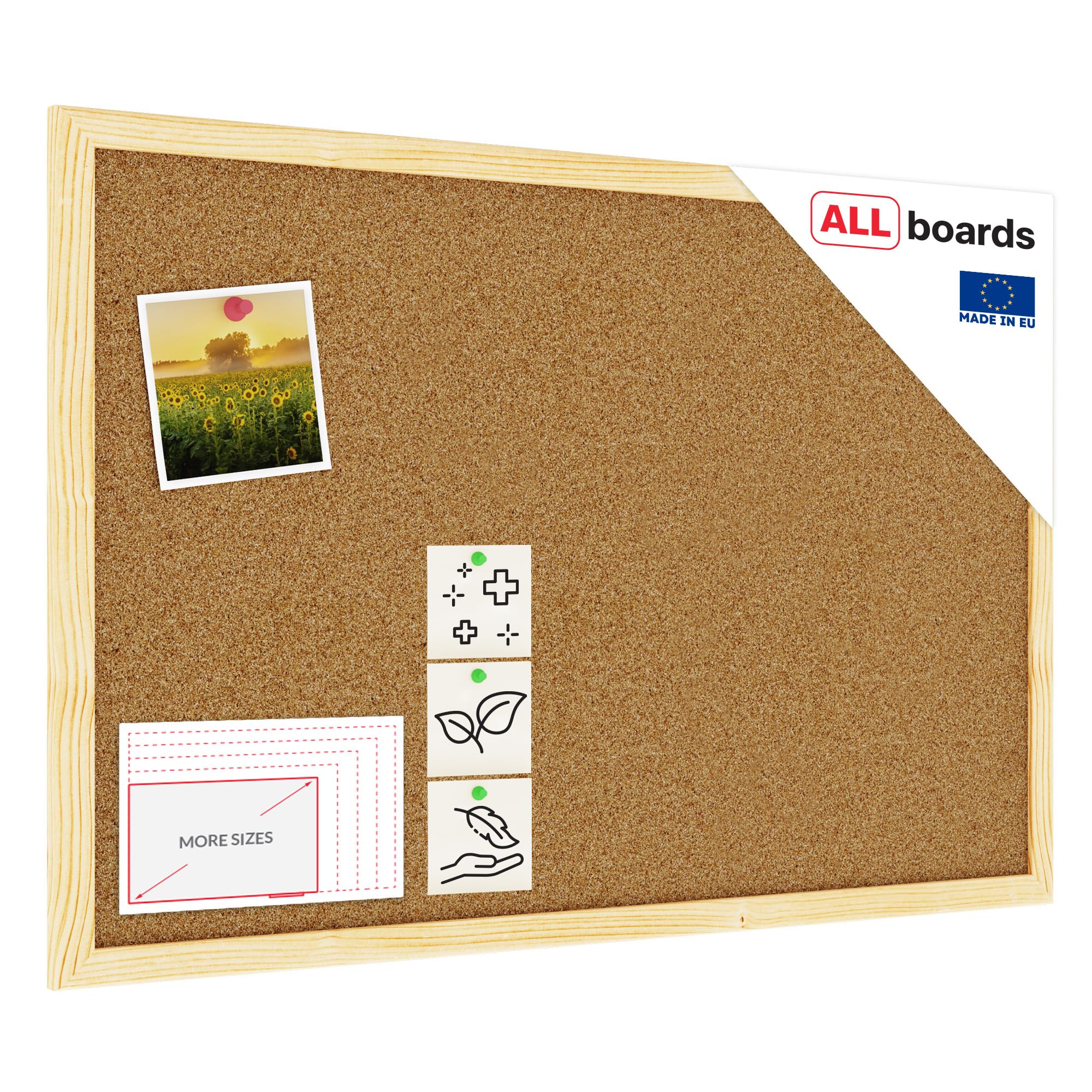 ALLboards Cork Board with Wooden Frame 60x40cm(600x400mm), Corkboard Bulletin Board Notice Board